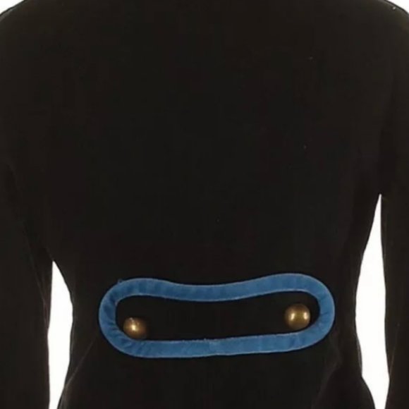 Marc Jacobs Velvet Black Blue Gold Button Blazer Jacket Size 4 - Picture 5 of 7
